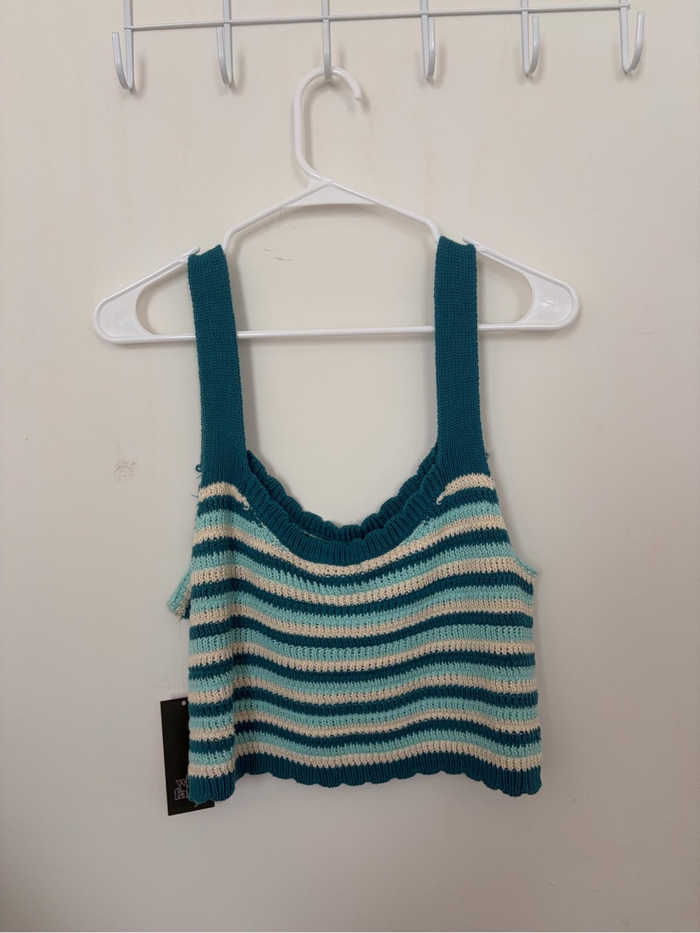 NWT wild fable Teal & Cream Striped Knit Tank